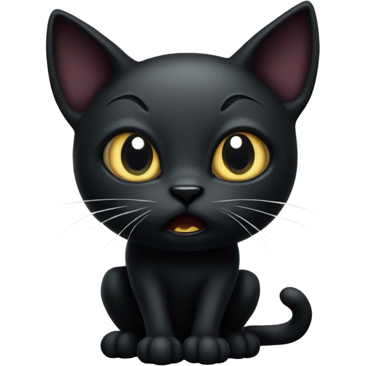 terrified black magic cat, gothic style emoji