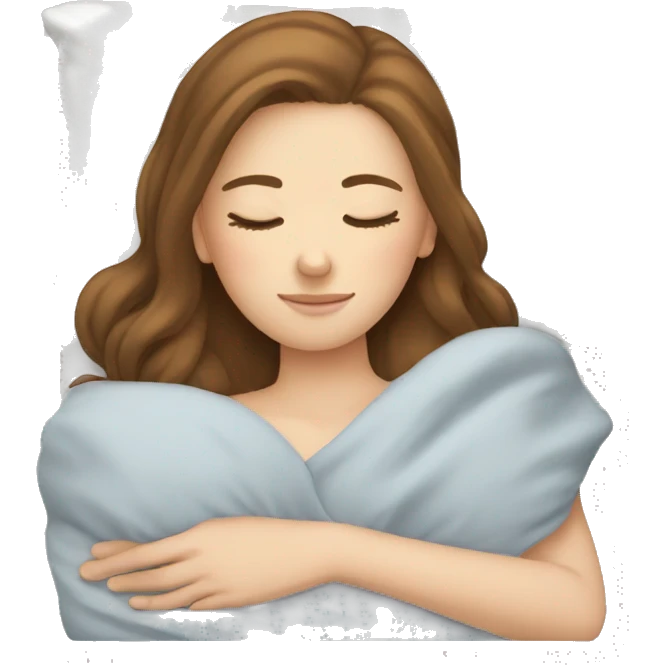 white girl sleeping with brown hair emoji
