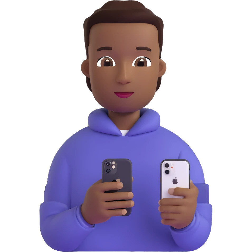 Black man using an iPhone 14 Pro emoji
