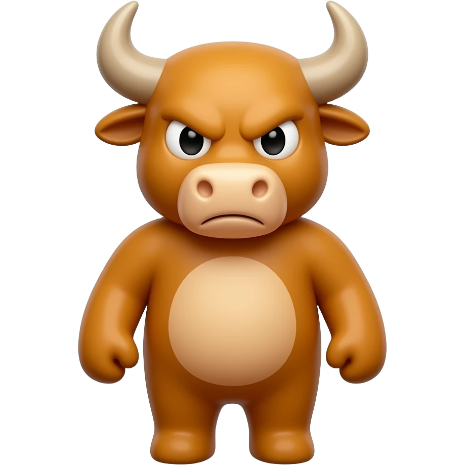 Bull's Tavern: 3D emoji style, glossy surface, soft shadows, white background, centered, no text, angry attractive bull character, amber color emoji