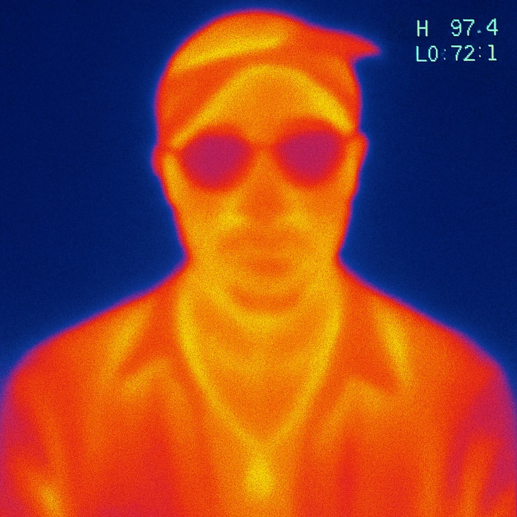 2Pac rapper in thermal camera style with a background, wearing sunglasses emoji