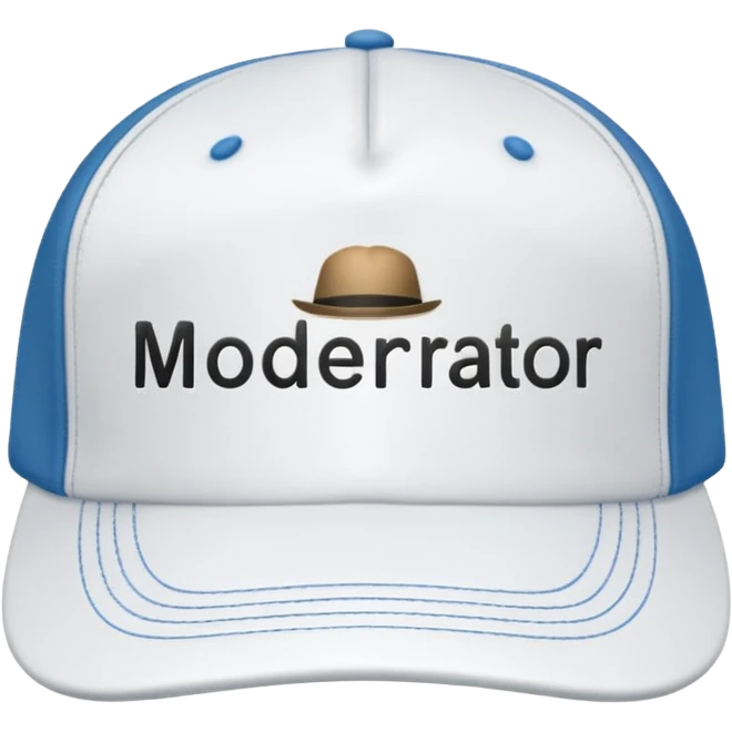 moderator hat withe the words moderator on hat emoji