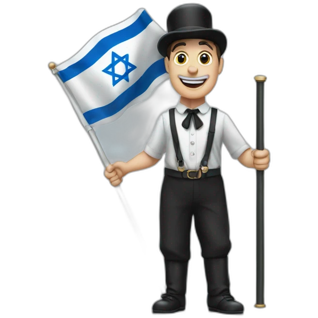 Charlie chaplain Carrying the flag of Israel emoji