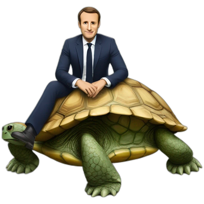 Macron sur une tortue emoji