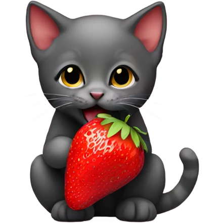 kitten eating strawberry  emoji
