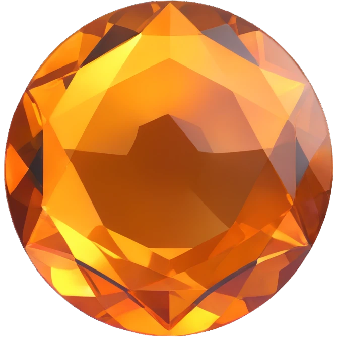 extreme up close amber round cut holographic gem with black metal accent, gem tilted at an angle emoji