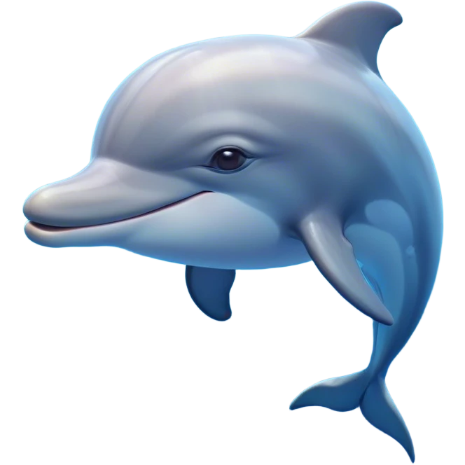 Cinematic Dreamy Dolphin Portrait Emoji, Floating serenely in a gentle sea of soft light, with a relaxed, streamlined body and half-closed, drowsy eyes that reflect a peaceful underwater lullaby, and a subtle, contented smile, Simplified yet irresistibly adorable features, highly detailed, glowing with a soft, dreamy aquatic radiance, high shine, calm and enchanting, stylized with an air of sleepy marine wonder, soft glowing outline, capturing the essence of a super cute dolphin that appears ready to drift into a sweet, soothing nap! emoji