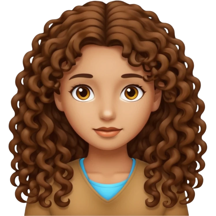 Haz una chica con el pelo rizado largo colo de piel carne emoji