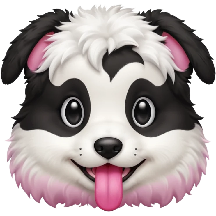 Black and white puppy, smiling emoji