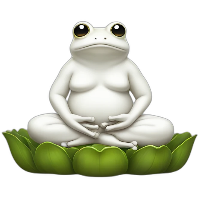 white frog sitting in buddha position emoji
