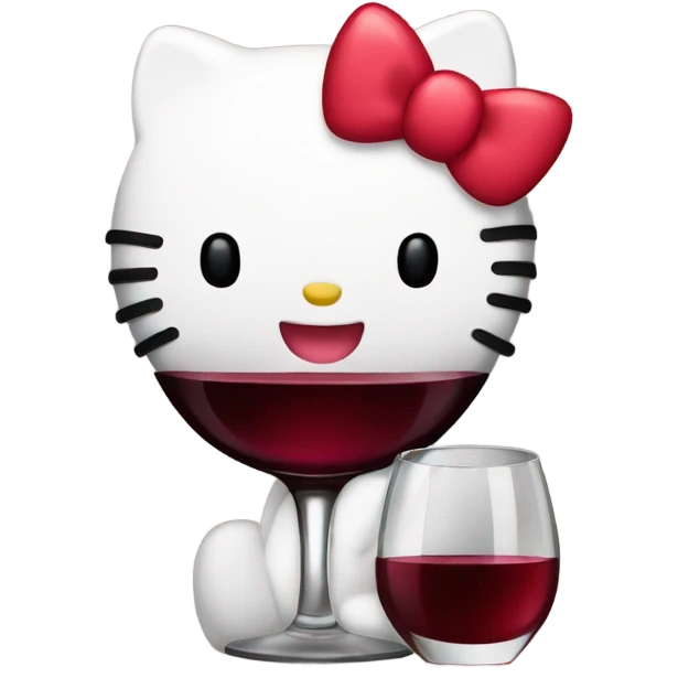 Hello Kitty drinking red wine emoji