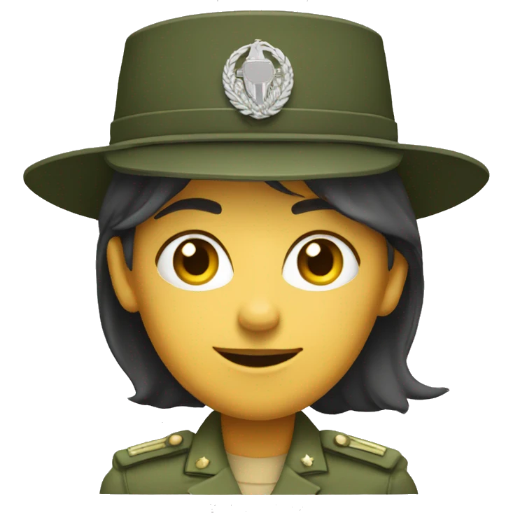 Nowadays Female army general with general's hat. emoji