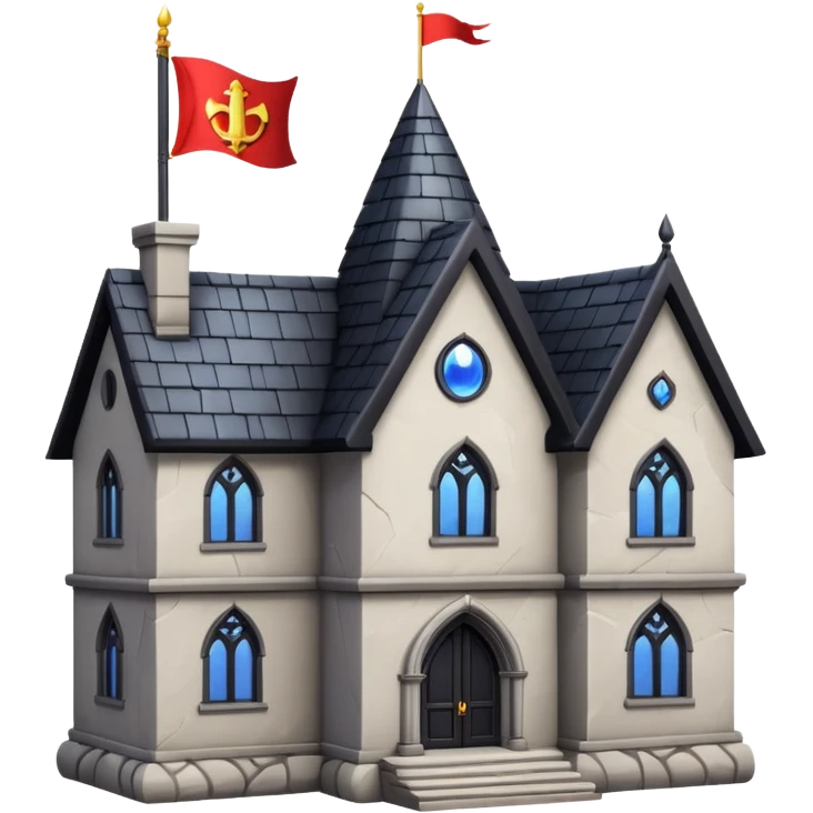 magic school, with a flag, flag on a roof emoji