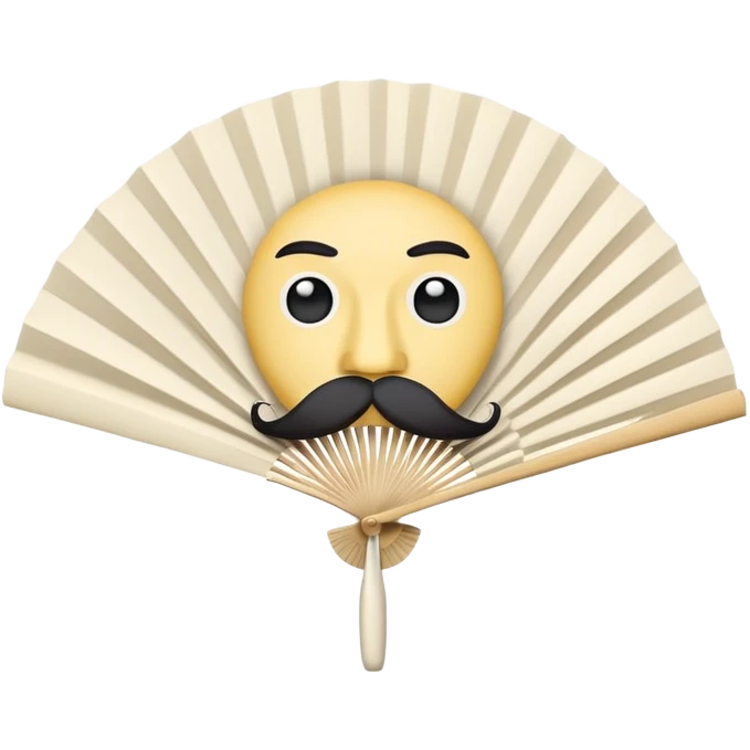 Paper fan with a face with a mustache emoji