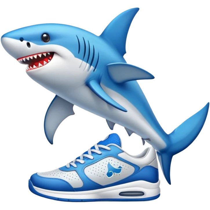 Tiburón con zapatos tenis azules emoji
