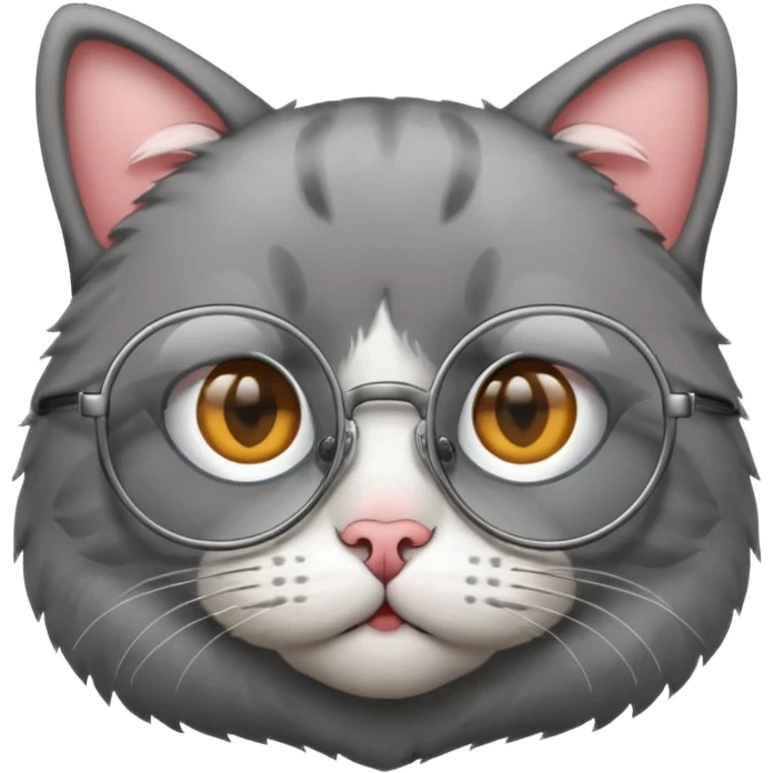 Cat with round glasses emoji