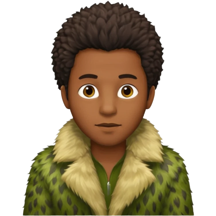  black  male in green fur coat  emoji