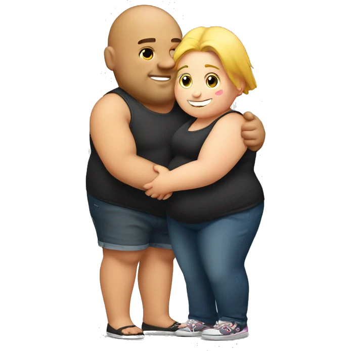 Fat boy hug slim girl emoji
