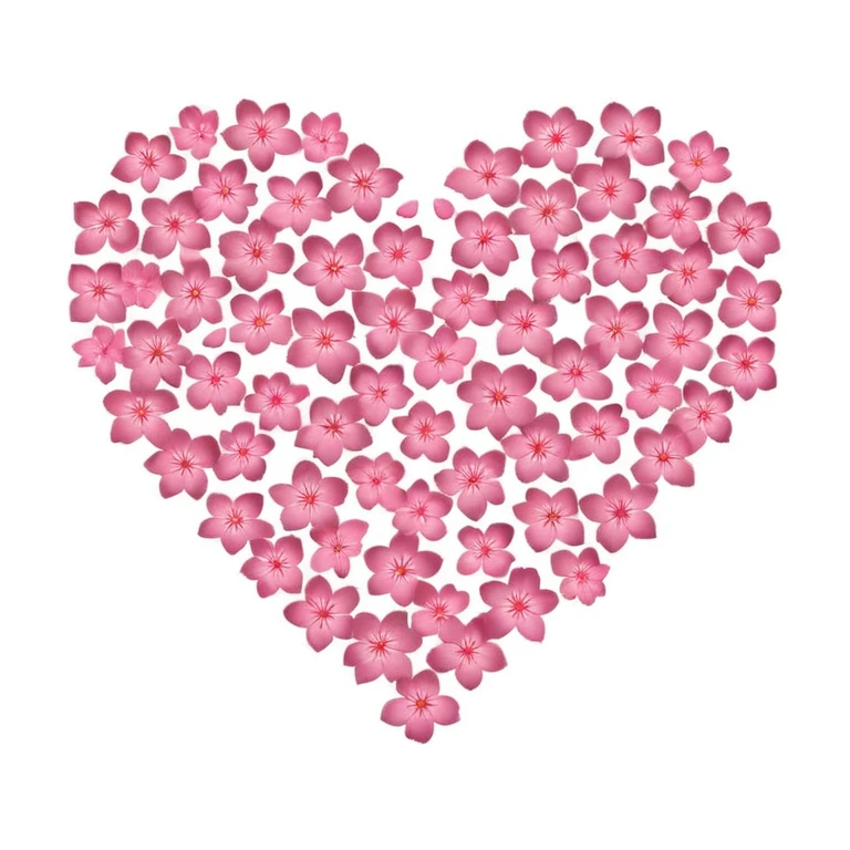heart made of sakura petals emoji