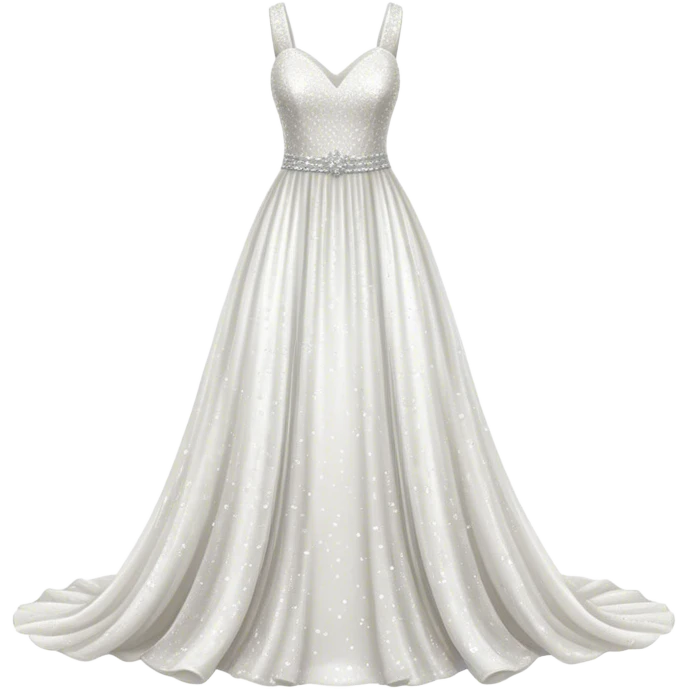 white sequin wedding gown isolated, detailed realistic emoji