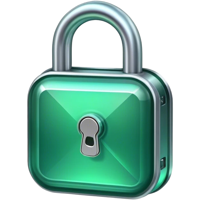 Holographic and glassmorphic dark green lock emoji