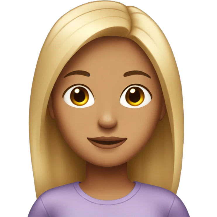 girl with straight hair, medium tan skin, clear nice skin emoji