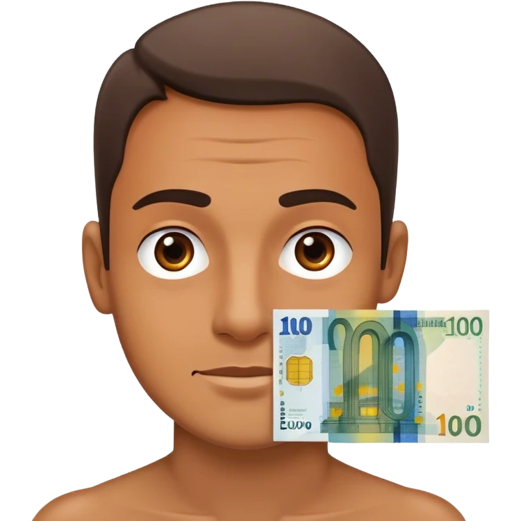 Hombre con cartel de 100€ emoji