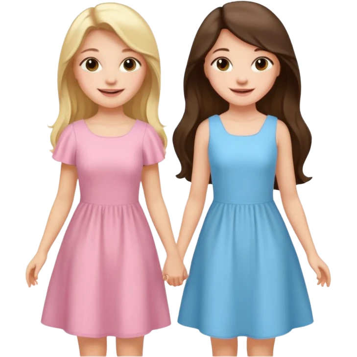 pride and prejudice happy blonde girl in light blue dress and long haired brunette girl in light pink dress emoji