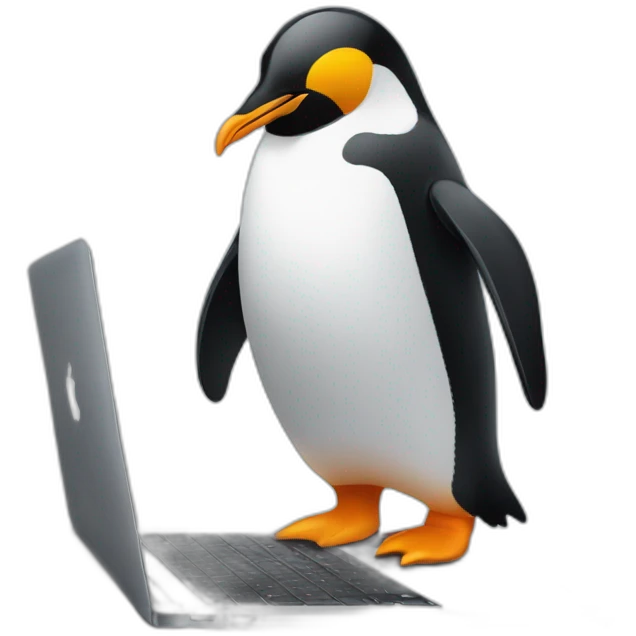 penguin with macbook emoji