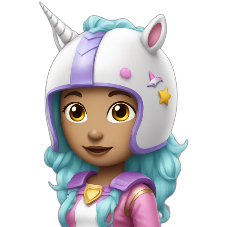 Small cute girl in unicorn helmet emoji