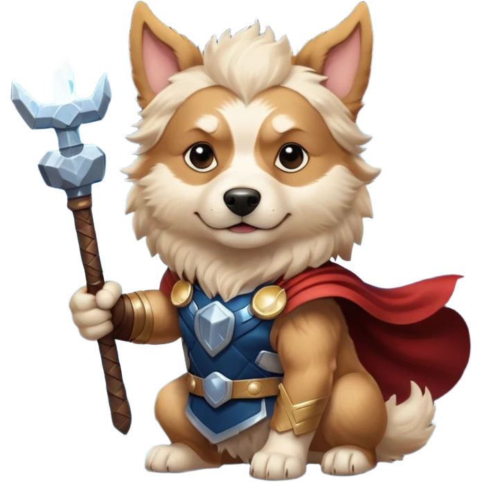 dog thor has mjolnir. has lightning powers dynamic pose emoji