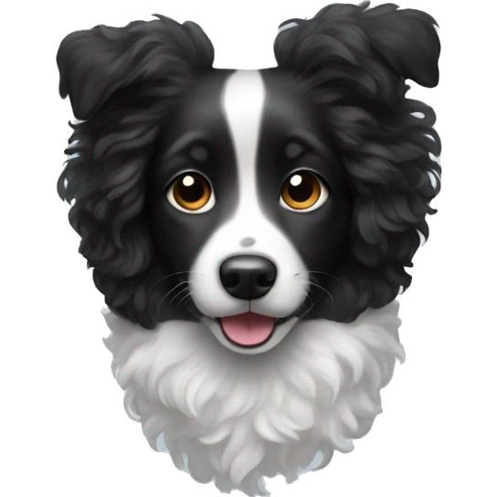 black and white dog with fluffy curly hair  emoji