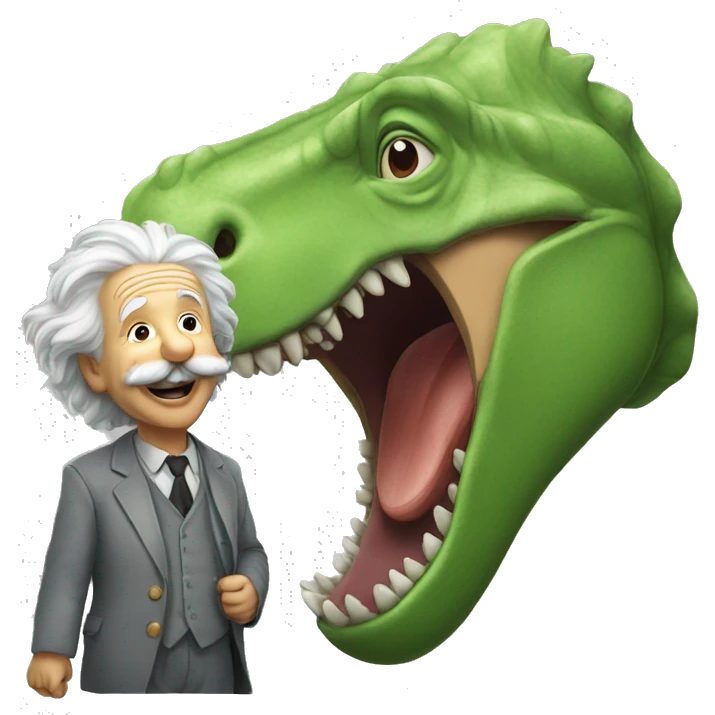 albert einstein happy with dinosour emoji