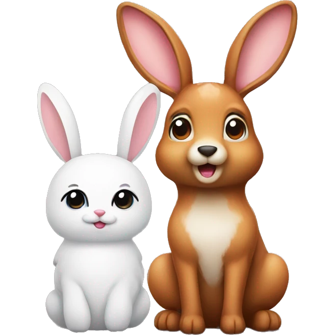 a cute deer and a rabbit emoji
