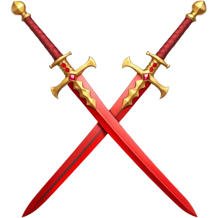 Golden fiery royal two crossed swrods with red gem and golden blade emoji