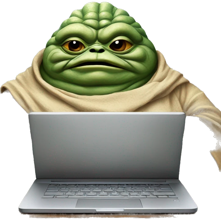Jabba the Hutt from Star Wars with a laptop emoji