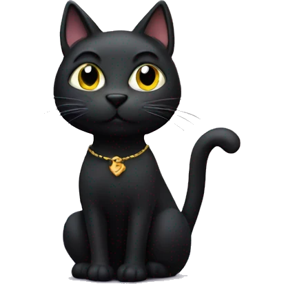 Smart black cat , with bog about astrology in dark rad dress  emoji