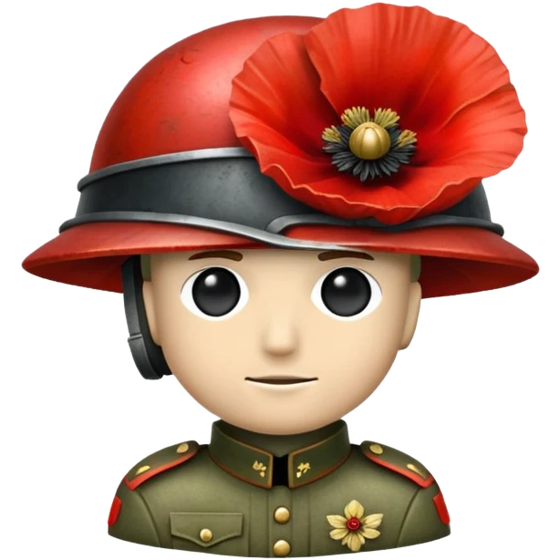 red poppy flower with soldier helmet emoji
