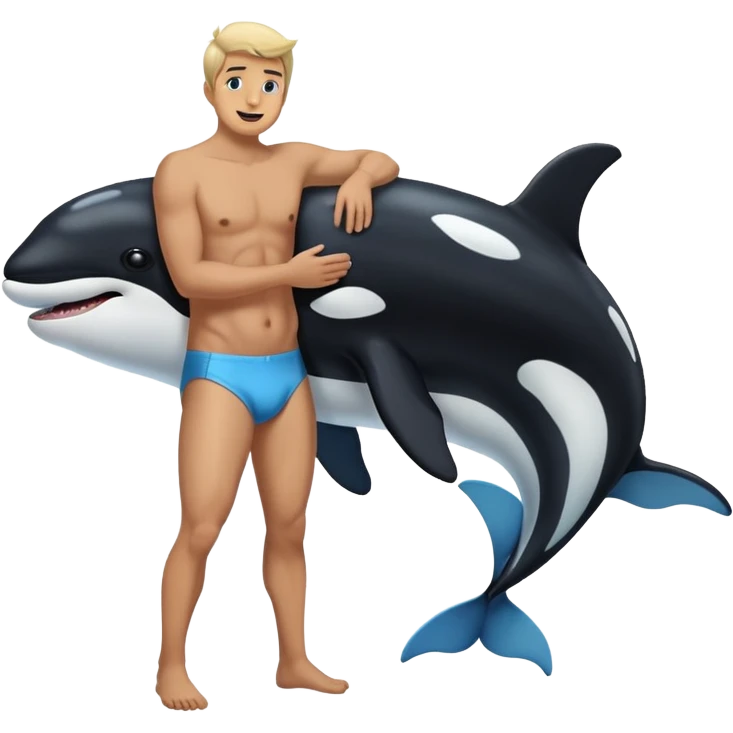Man Dressed In Killer Whale Costume Takes Off His Underwear With Big Dick emoji
