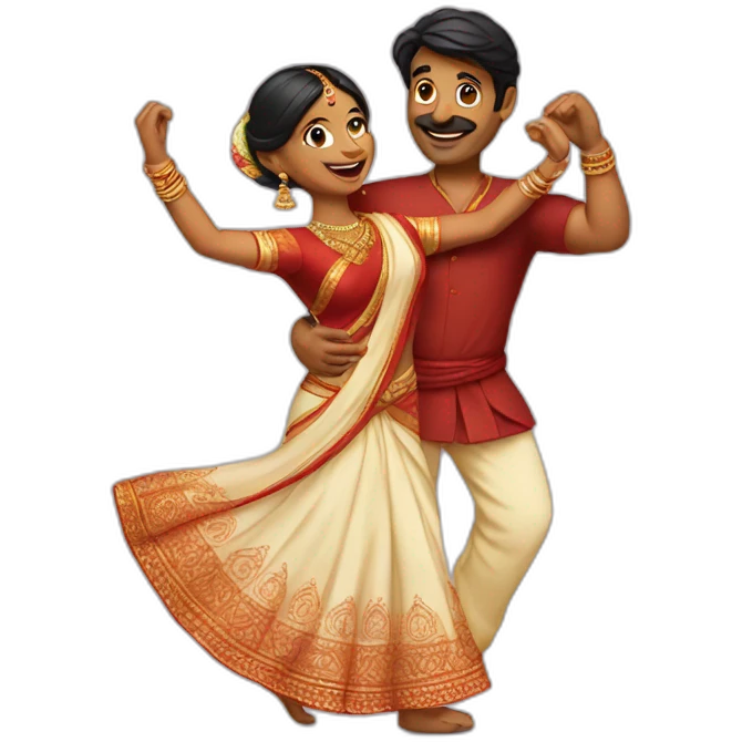 Indian couple dancing emoji