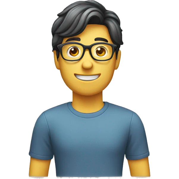 A guy with glasses and limited haie waving emoji