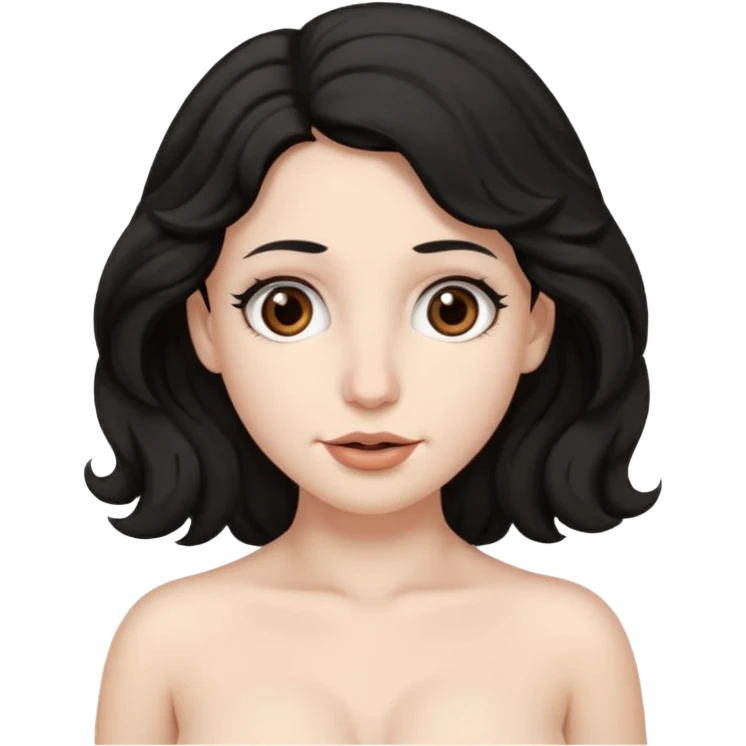 White skin Black wavy hair brown eyes big nose naked big boobs emoji