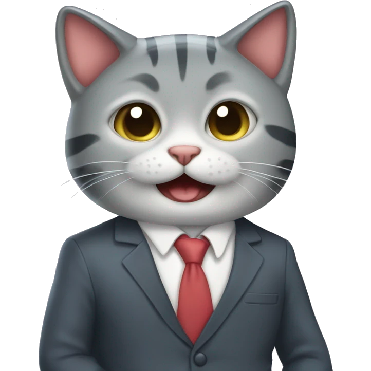 cute cat wearing suite of shark emoji