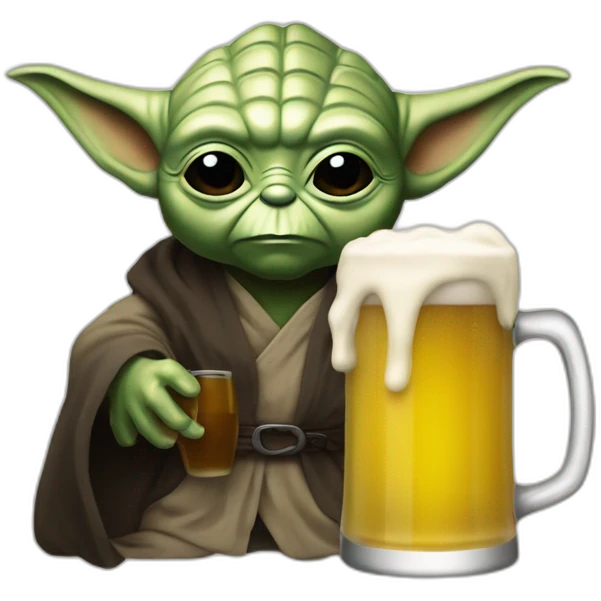 Yoda qui bois une bière avec Dark Vador emoji