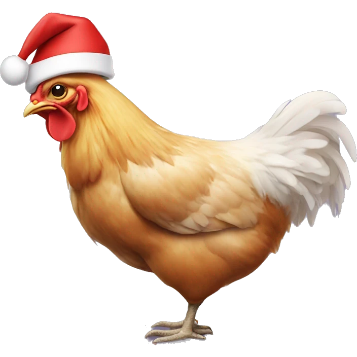 Chicken with Santa hat emoji