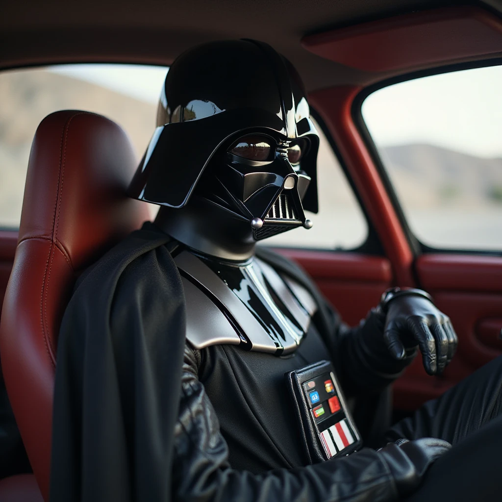 Darth vader sitting in porsche 911 emoji