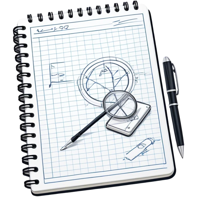 a notebook with lots of technical sketches emoji