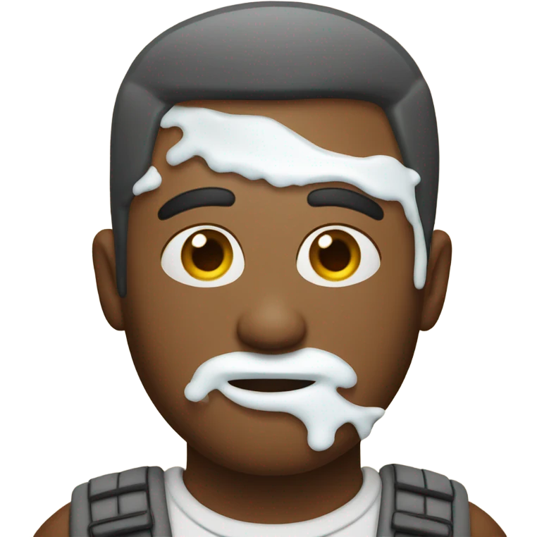 man with white icing all over his face emoji
