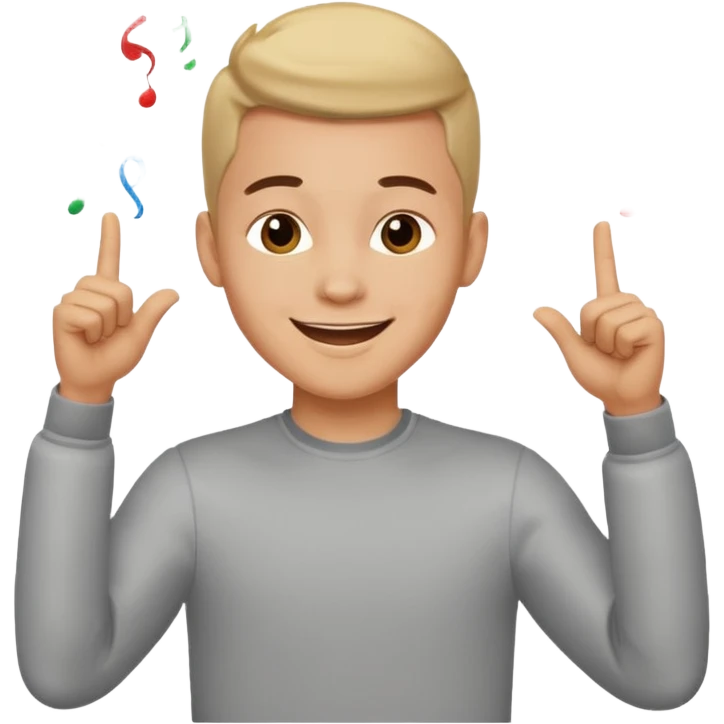 Young man doing celebration pose emoji