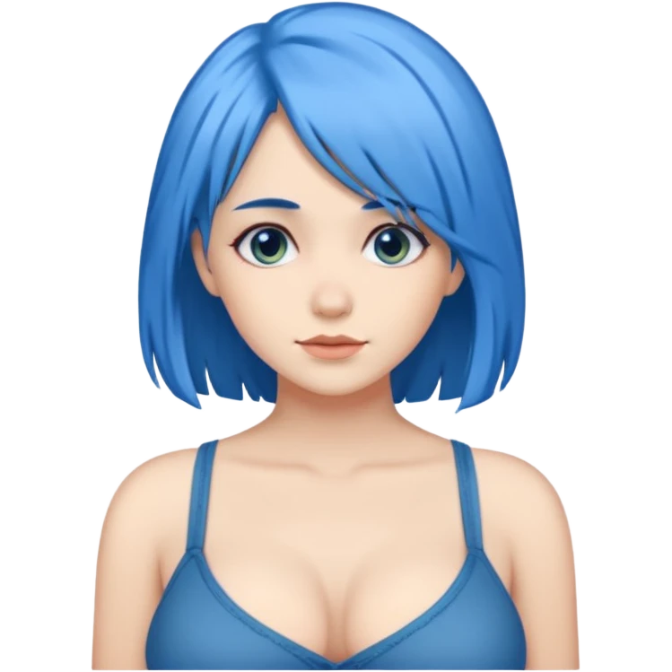 Blue haired beauty with big breasts emoji